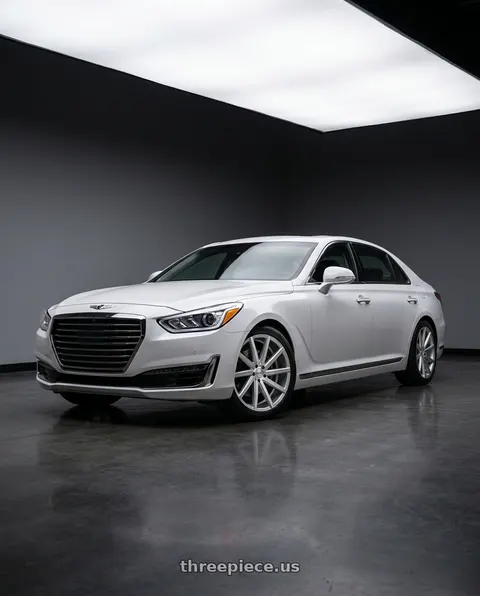 2018 Genesis G90 Ultimate with Strada Sega 5x114.3 20x8.5 +35 Silver Machined wheels