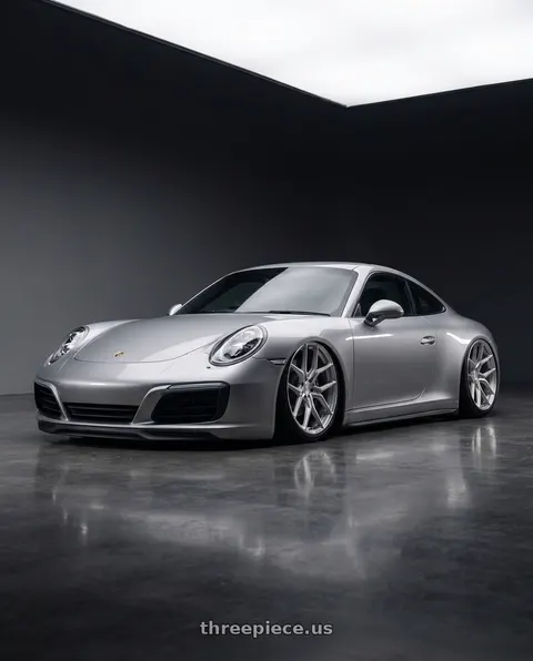 2018 Porsche 911 with MV Forged MVF5 5x130 21x10.5 +45 Diamond Silver wheels