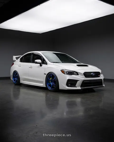 2018 Subaru WRX STI with Gram Lights 57DR 5x114.3 18x9.5 +38 ETERNAL BLUE PEARL wheels