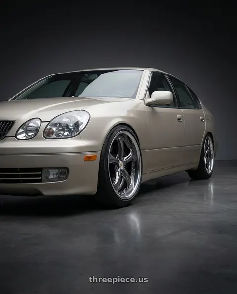 2004 Lexus GS300 with Work Wheels VS-KF 5x120 19x12+41 Brilliant Silver Black L Disk FULL REVERSE wheels