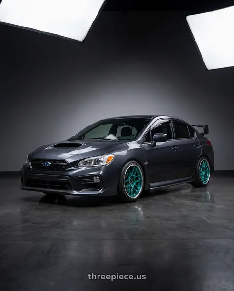 2021 Subaru WRX with Motegi MR158 TSUBAKI 5X114.3 18x9.5 +40 HOKKAIDO GREEN W/ MACHINED LIP wheels
