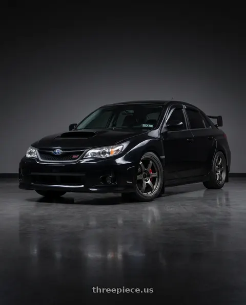 2014 Subaru Impreza WRX with Gram Lights 57Transcend 5x114.3 18x8.5+50 Face-1 Super Dark Gunmetal wheels