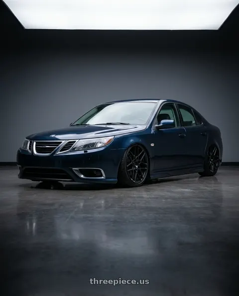 2010 Saab 9-3 with REPLICA WHEELS R238 5x114.3 20x8.5+35 BLACK - SATIN BLACK wheels