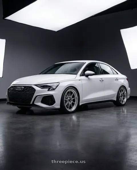 2024 Audi S3 with Konig Countergram 5x112 19x8.5+43 Hyper Chrome / Machined Lip wheels