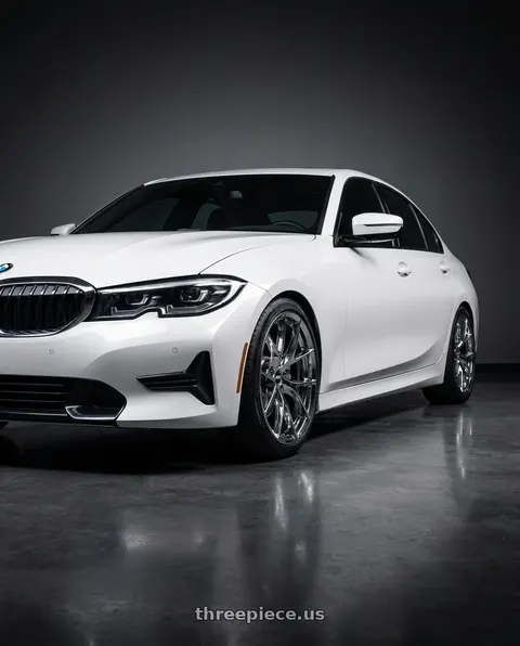 2021 BMW 330i xDrive with ESR Wheels RF2 5x112 18x8.5 +30 Vacuum Chrome wheels
