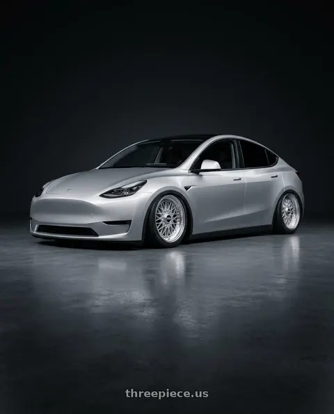 2026 Tesla Model Y with BBS Super-RS 5x112 19x9.0+42 Silver wheels