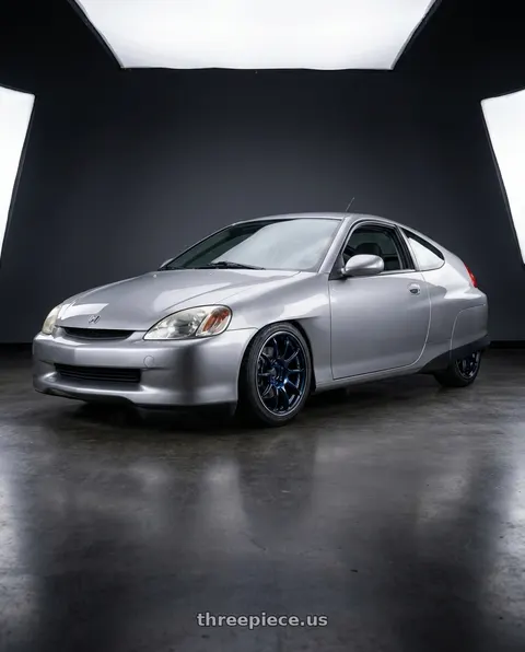2001 Honda Insight with Advan RZ II 4x100 15x6.0+38 Racing Indigo Blue and Ring wheels