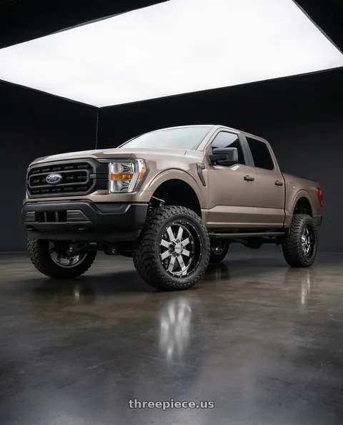 2019 Ford F-150 with Moto Metal MO200 6X135 22X12 -44 CHROME CENTER GLOSS BLACK MILLED LIP wheels