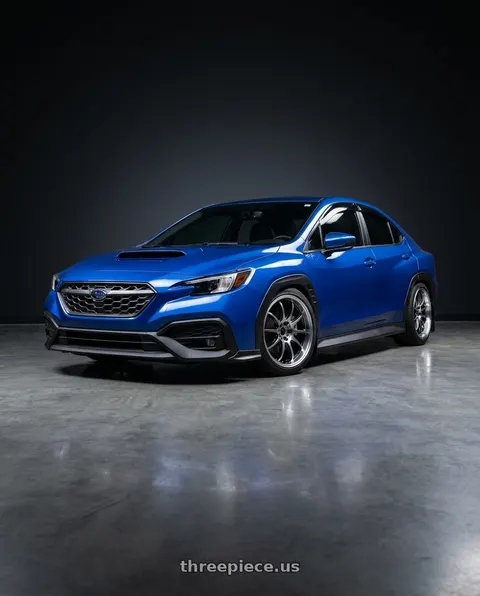 2022 Subaru WRX with Work Emotion D9r 5x100 18x9.5 +38 Gt Silver Rim Cut wheels