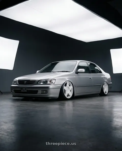 2001 Toyota corona premio with fifteen52 TARMAC 5x114.3 18x8.5 +30 RALLY WHITE (GLOSS WHITE) wheels