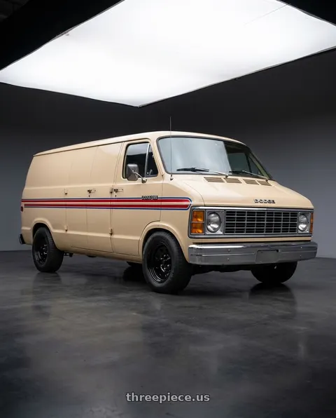 1979 Dodge B200 with Vision HD 85H 5x139.7 15x8-19 Gloss Black wheels