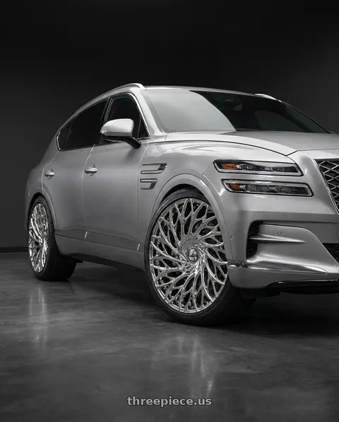 2027 Genesis GV80 Advanced with Azara AZA-525 5x114.3 / 5x120 22x8.5 +38 Nano Chrome wheels