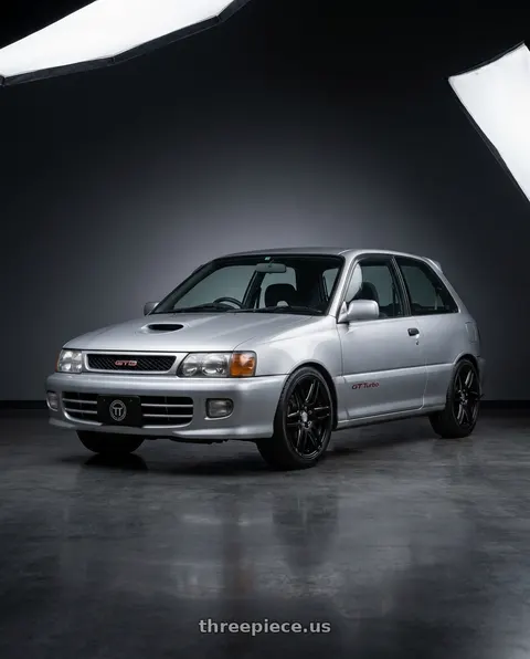 1994 Starlet Gt Turbo with Niche 1PC M106 NR6 4X100/4X114.3 18X8 +40 MATTE BLACK MILLED wheels