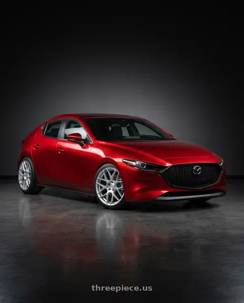 2024 Mazda 3 with Aodhan AFF2 5x112 19x8.5+35 Gloss Silver Machined Face wheels