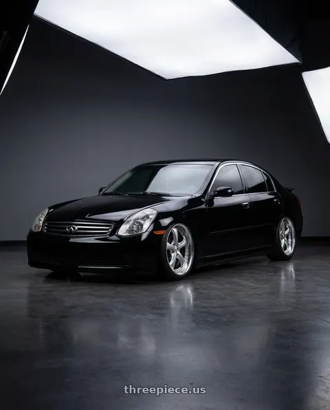 2003 INFINITI G35 with Work Wheels VS-KF 5x114.3 18x9.5+27 Light Grey Silver R Disk FULL REVERSE wheels