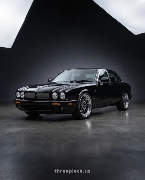 2003 Jaguar XJR with Work Vs-Xv 5x120.65 20x8.5+27 R Disk Brilliant Silver Black wheels