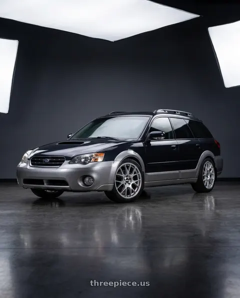 2009 Subaru Outback with BBS CH-R 5x120 19x9.5 +35 Brilliant Silver Polished Rim Protector wheels