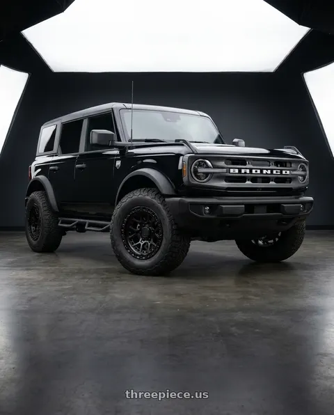 2026 Ford Bronco with LOCK OFFROAD COMMANDO 6x139.7 17x9 +12 Matte Black W Gloss Black Ring wheels