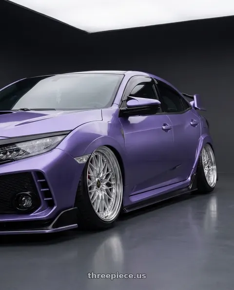 2019 Honda Civic Type R with Work Vs-Xv 5x120 18x9.5+40 O Disk Silky Rich Silver wheels
