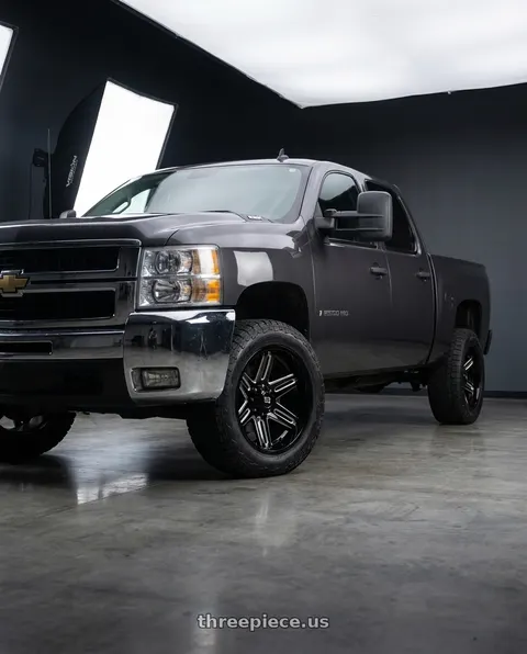 2009 Chevrolet Silverado 2500 HD with Vision Off-Road 363 Razor 8x165.1 22x12-51 Gloss Black Milled Spoke wheels