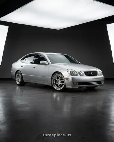 2001 Lexus GS300 with Aodhan DS01 5x114.3 18x8.5+35 Vacuum Chrome W/ Gold Rivets wheels