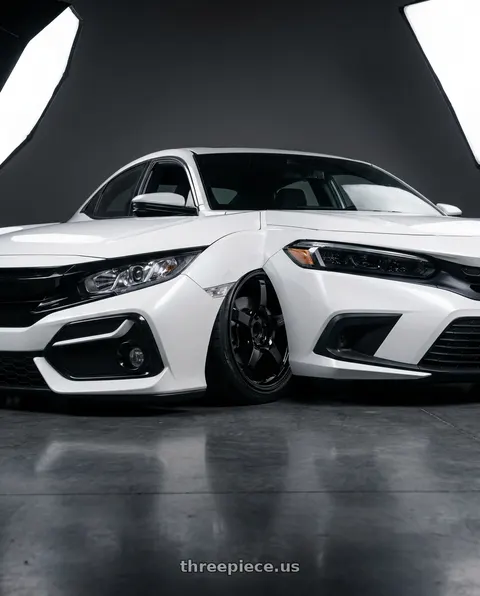 2024 Honda Civic with Gram Lights 57CR 5x114.3 18x8.5+50 Glossy Black wheels