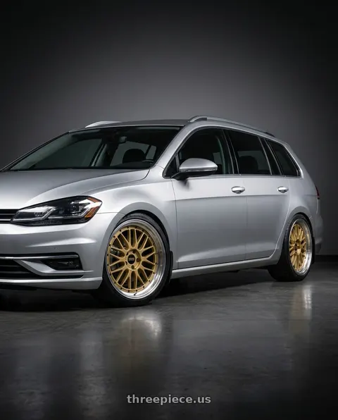 2019 Volkswagen Golf SportWagen with BBS LM 5x114.3 18x9.0+42 Gold wheels