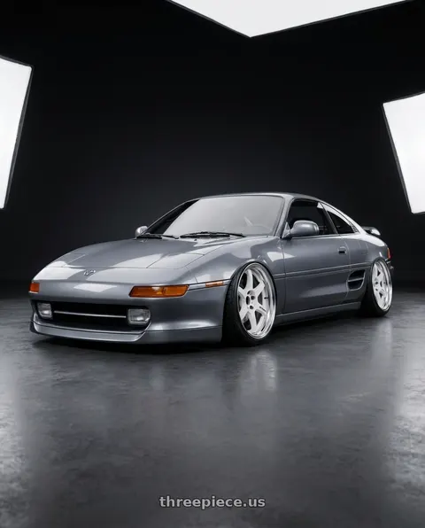 1991 Toyota MR2 with Work T7r 2P 5x100 18x10.0 +0 WHITE wheels