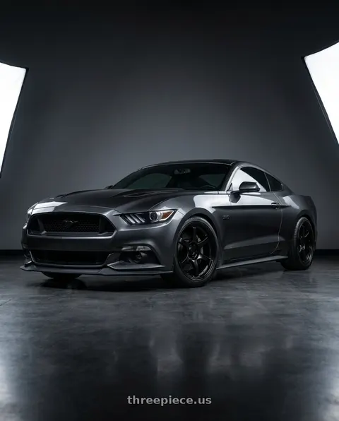 2017 Ford Mustang with Gram Lights 57DR 5x114.3 19x9.5+35 Semi Gloss Black wheels