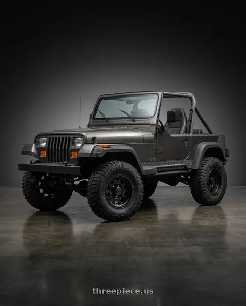 1990 Jeep Wrangler with KMC KM522 ENDURO 5X114.3 15X7 -6 MATTE BLACK wheels