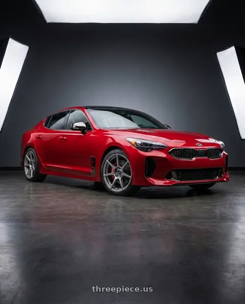 2018 Kia Stinger GT2 with Enkei TFR 5x114.3 19x8.5+35 Storm Gray wheels