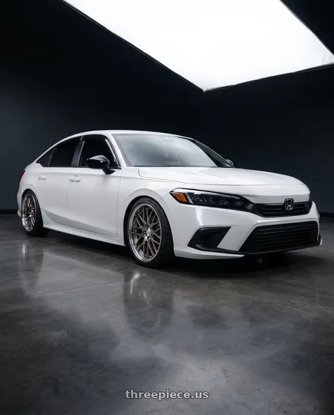 2022 Honda Civic Sport with Work Lanvec Lm1 5x114.3 18x7+45 O Disk Trans Gray Polish wheels