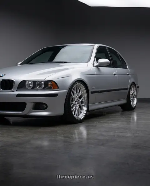 2003 BMW M5 with TSW SEBRING 5X120 18X9.5 +20 SILVER W/  MIRROR CUT FACE wheels