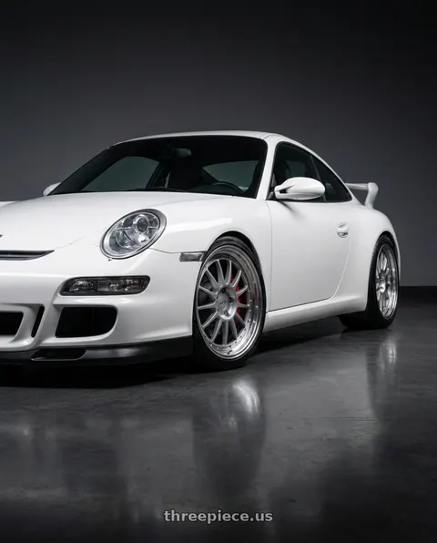 2007 Porsche 911 GT3 with SSR Professor TF1 5x130 19X9+41 MD Disk Titan Silver wheels