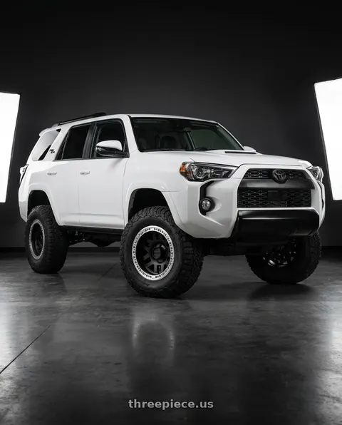 2022 Toyota 4Runner with KMC KM229 MACHETE CRAWL BEADLOCK 6X139.7 17X9 -38 SATIN BLACK MACHINED BEAD RING wheels