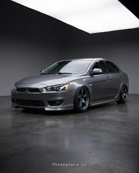 2014 Mitsubishi Lancer Ralliart with Gram Lights 57CR 5x114.3 18x9.5+22 Gunblue II wheels