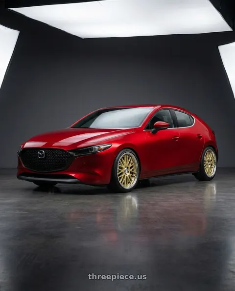 2024 Mazda 3 with Work Lanvec Lm1 5x114.3 18x8.5+45 A Disk Light Metallic Gold wheels