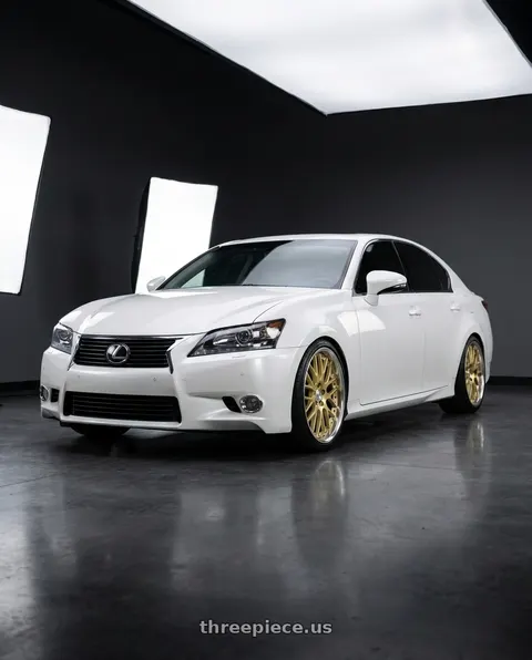 2013 Lexus GS350 with Work Lanvec Lm1 5x114.3 19x9+38 O Disk Light Metallic Gold wheels