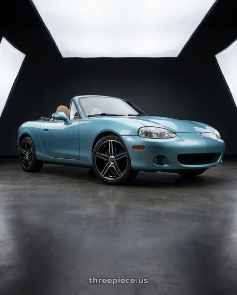 2002 Mazda Miata with WHITE DIAMOND W3143 4x100 14x6 +35 Black Machined wheels