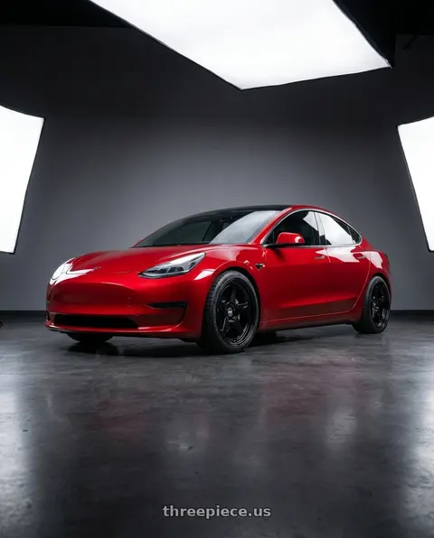 2022 Tesla Model 3 Performance with ESR Wheels CR SERIES CR5 5x100 18x8.5 +30 Gloss Black wheels