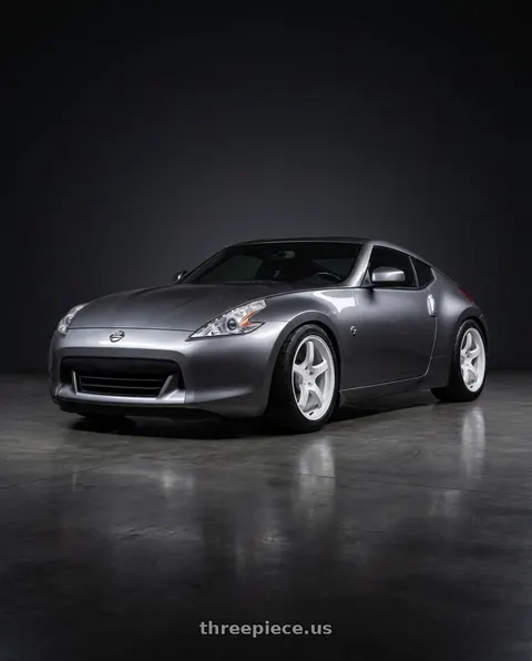 2009 Nissan 370Z with Gram Lights 57CR 5x114.3 18x10.5 +12 CERAMIC WHITE PEARL wheels