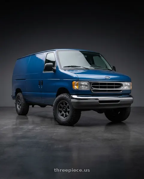 1996 Ford E-150 Econoline Club Wagon with Vision Off-Road 351 Flow 5x139.7 16x8+0 Satin Black wheels