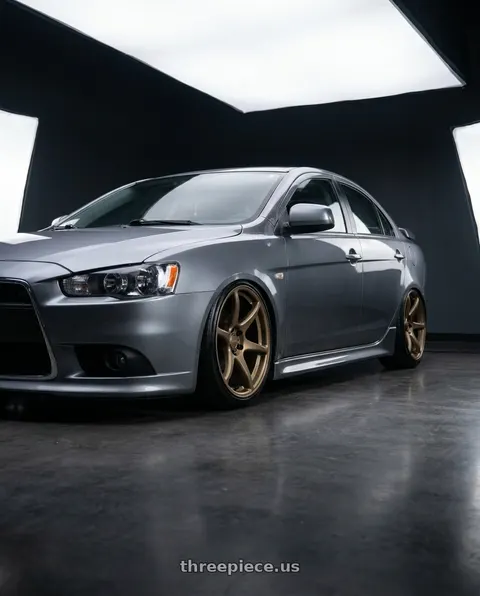2014 Mitsubishi Lancer Ralliart with Kansei K11B Tandem 5x114.3 18x9.5 22 Bronze wheels