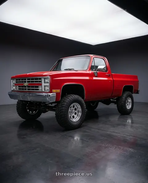 1986 Chevrolet K10 Custom with Mickey Thompson Classic III Polished 5x139.7 15x10 -45 Polished wheels