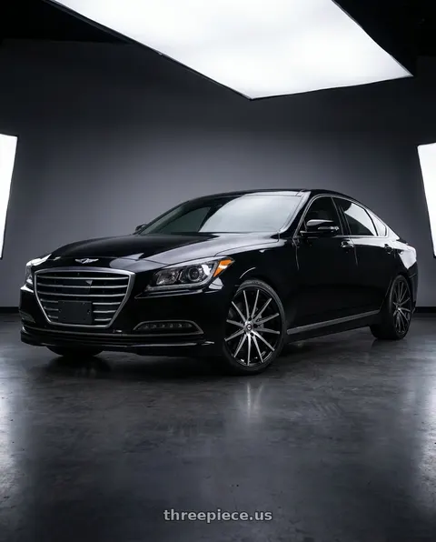 2016 Hyundai Genesis 3.8 with Spec-1 SP-69 5x114.3/5x120 19x8.5 +38 Gloss Black & Machined & Undercut wheels