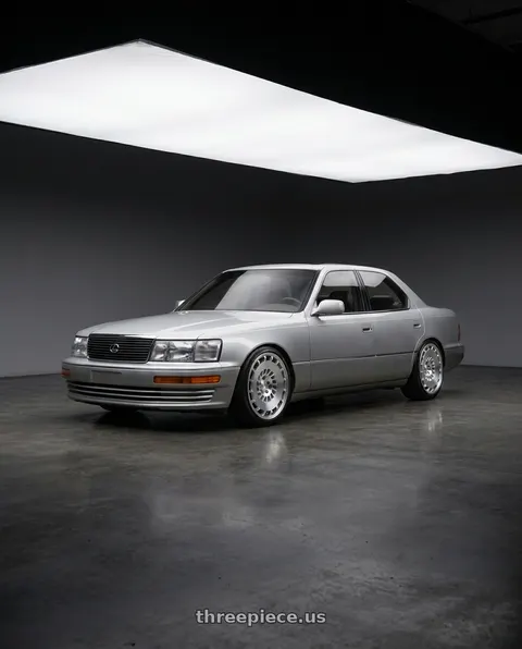 1992 Lexus LS400 with Rotiform 1PC R135 CCV 5X112 18X8.5 +45 GLOSS SILVER MACHINED wheels