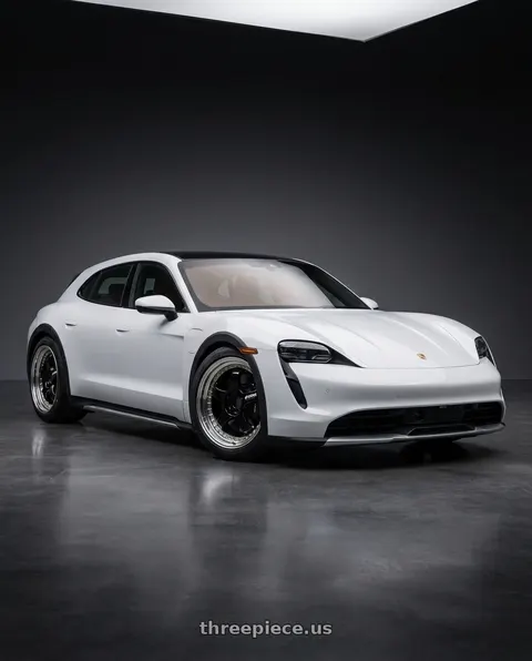 2022 Porsche Taycan 4S with Work Meister S1 3P 5x130 19x8+55 O Disk Black wheels