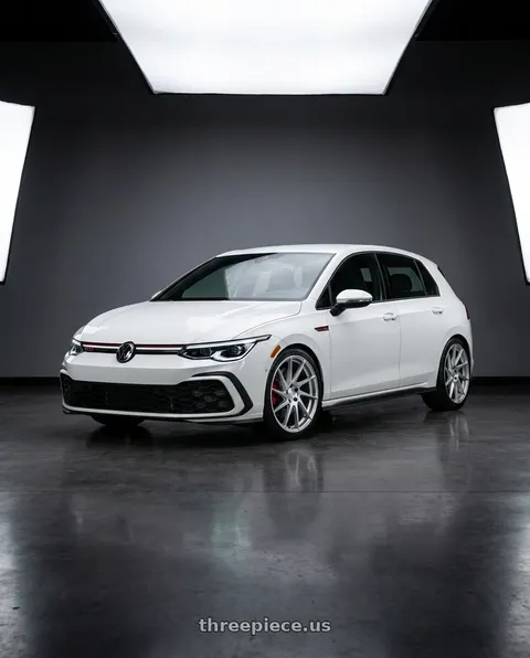 2023 Volkswagen GTI with Aodhan AH09 5x112 18x8.5 +35 Gloss Silver Machined Face wheels