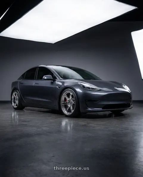 2023 Tesla Model 3 Performance with ESR Wheels APX6 5x114.3 19x9.5 +22 Vacuum Chrome wheels