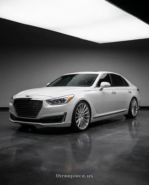 2018 Genesis G90 with XO LONDON 5X114.3 20X10.5 +45 SILVER W/ BRUSHED FACE wheels